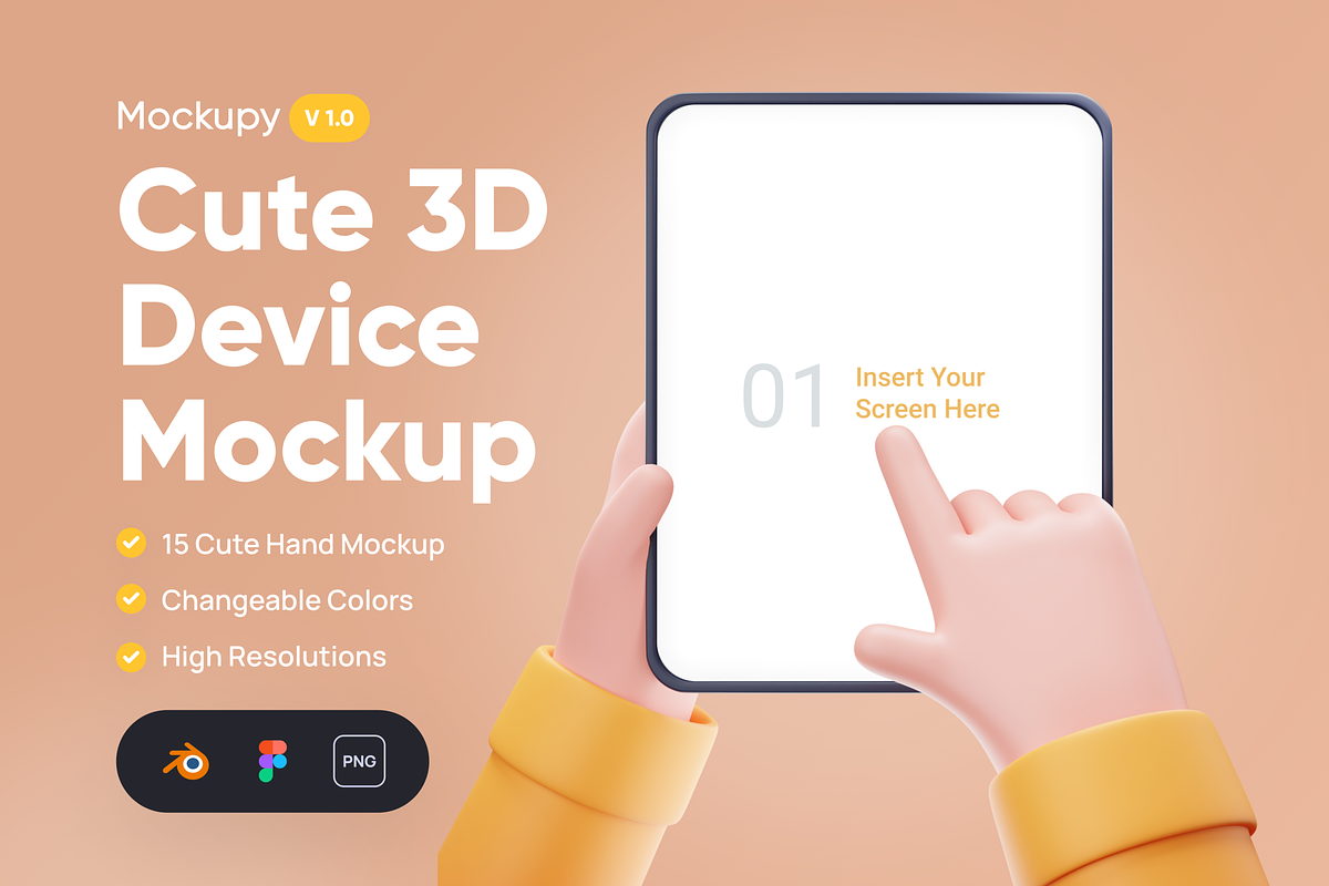 Mockupy - Cute 3D Device Mockup, an Object 3D Model by Illustraly Design (Photo 1 of 8)