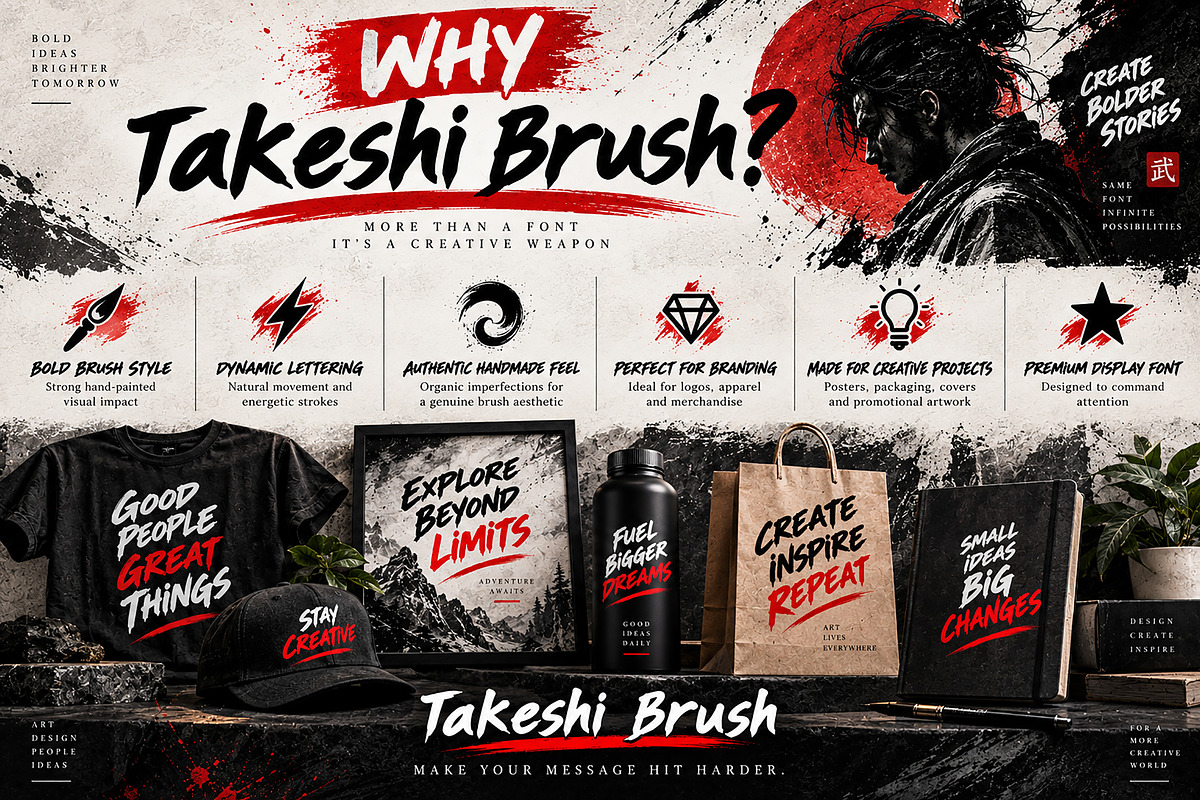 Takeshi Brush, a Script Font by Wow Magic (Photo 2 of 5)