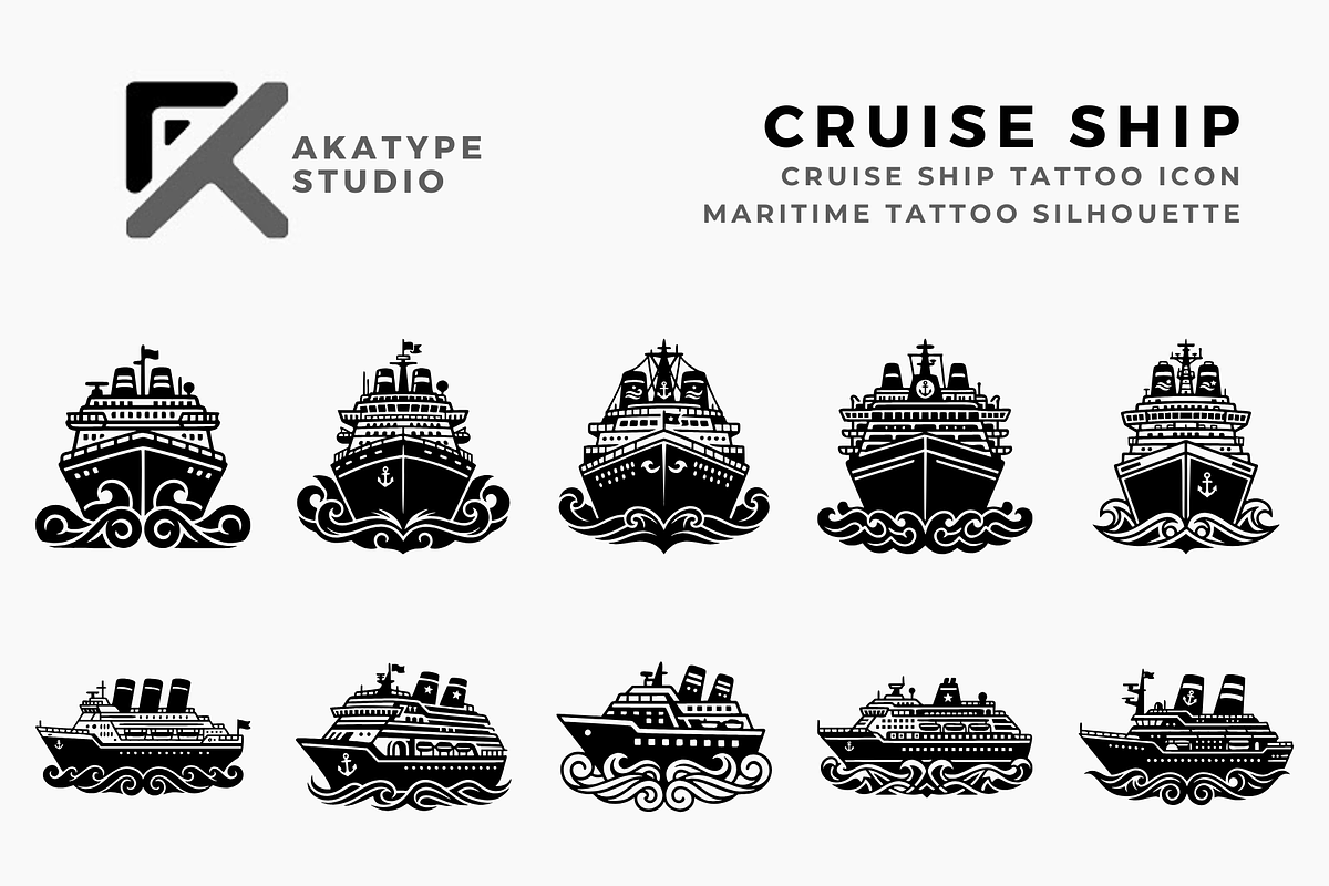 Cruise Ship Tattoo Icon, a Solid Icon by Akatype Studio (Photo 1 of 3)