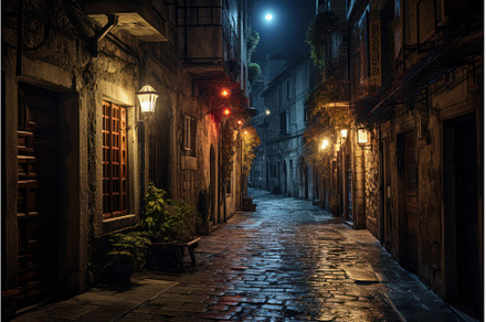 Silent Night arrow alley. Generate, an Architecture Photo by Ylivdesign