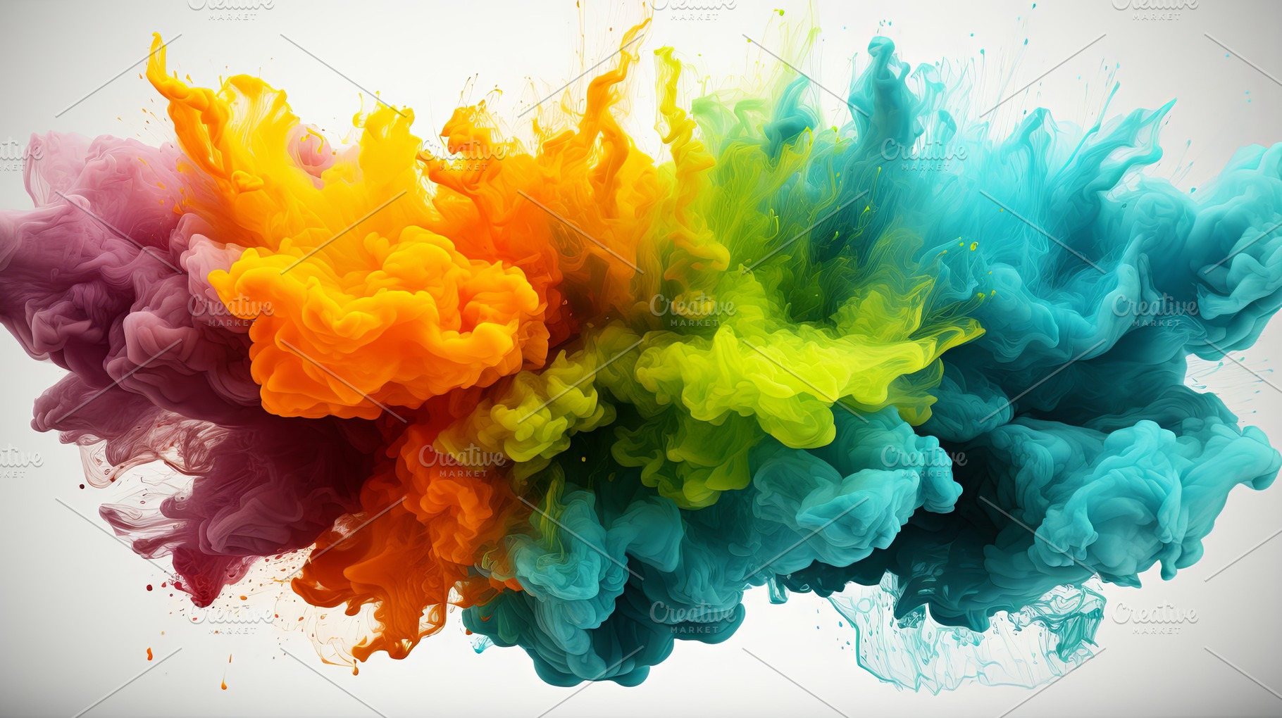 Abstract colorful smoke ink splatter, an Abstract Photo by Pixeness Studio