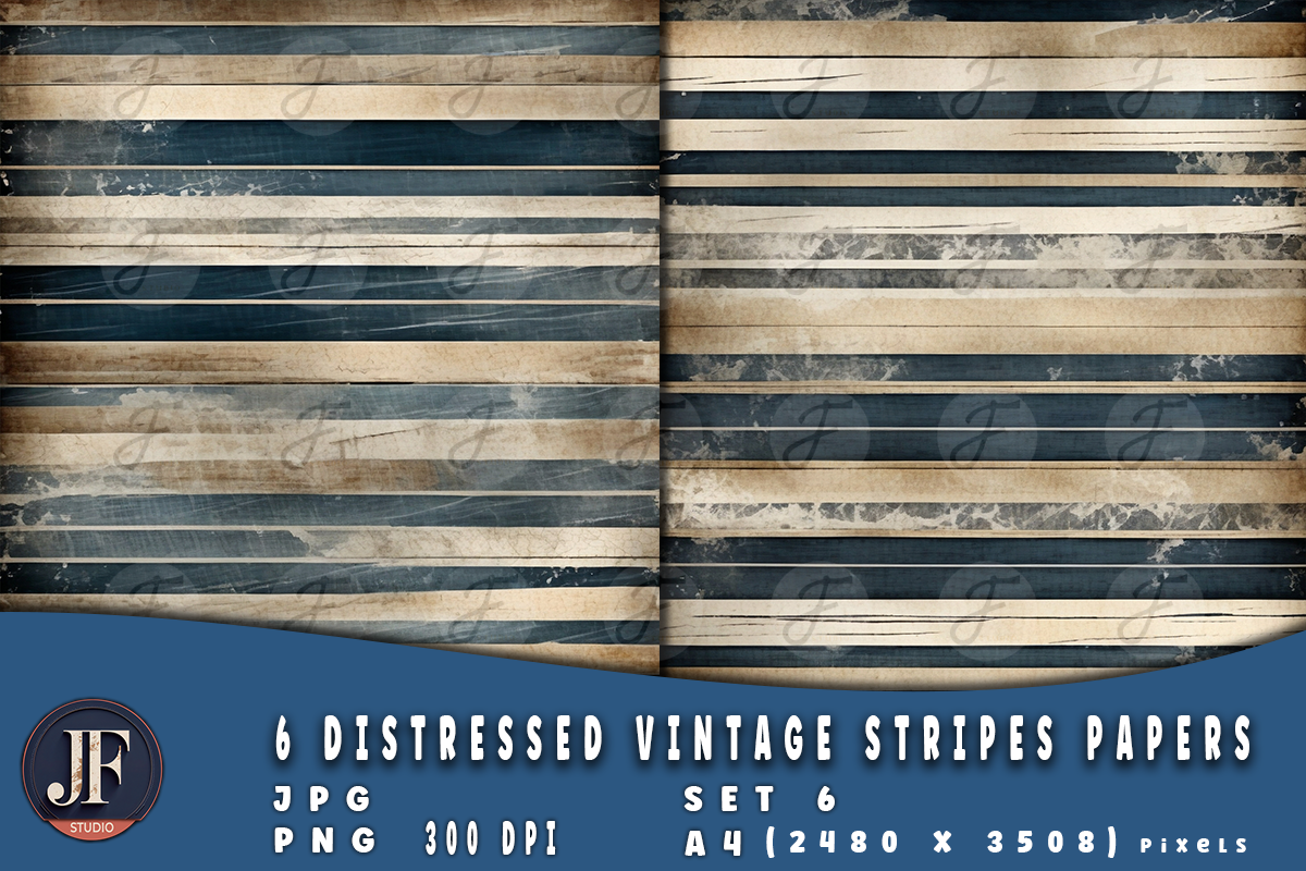 Distressed Vintage Stripes Papers 6, a Background Graphic by Joaquin Fernandez Studio (Photo 2 of 4)