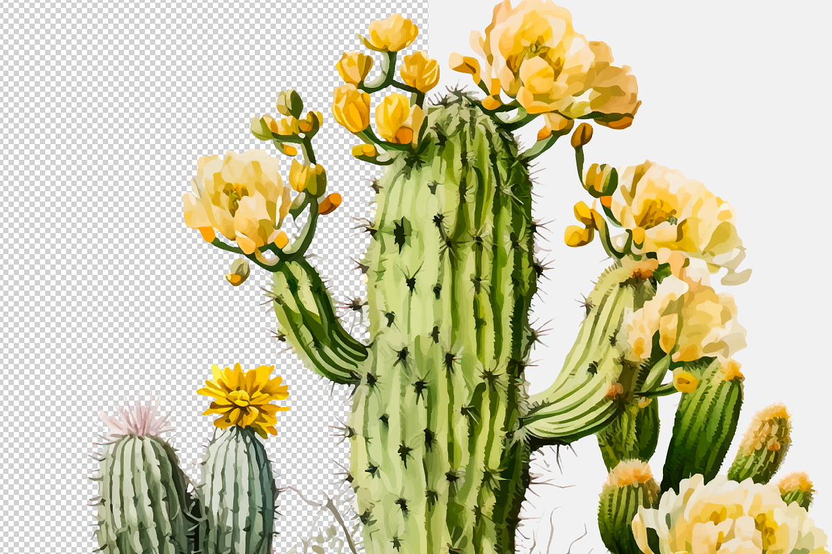 Saguaro Cactus Art, 2 Cactus Bundle, an Illustration by mollyli.ai (Photo 5 of 7)