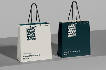 Two Paper Bags with Label Mockup, a Packaging Mockup by Xtrahive