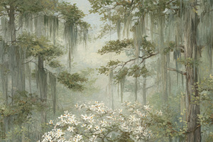 Southern Bayou Magnolia Wallpaper, a Decorative Illustration by Virgo Studio