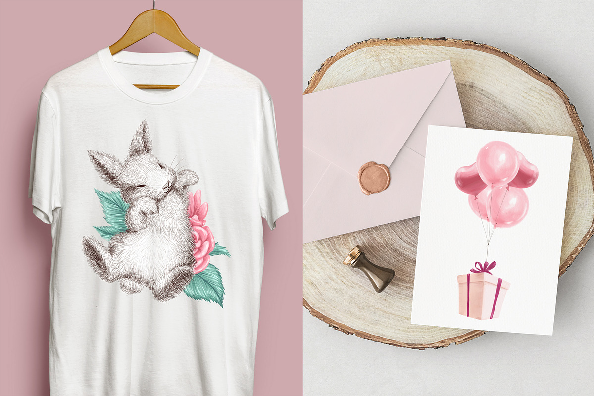 Valentine bunny kit, an Animal Illustration by Funnystore (Photo 7 of 14)