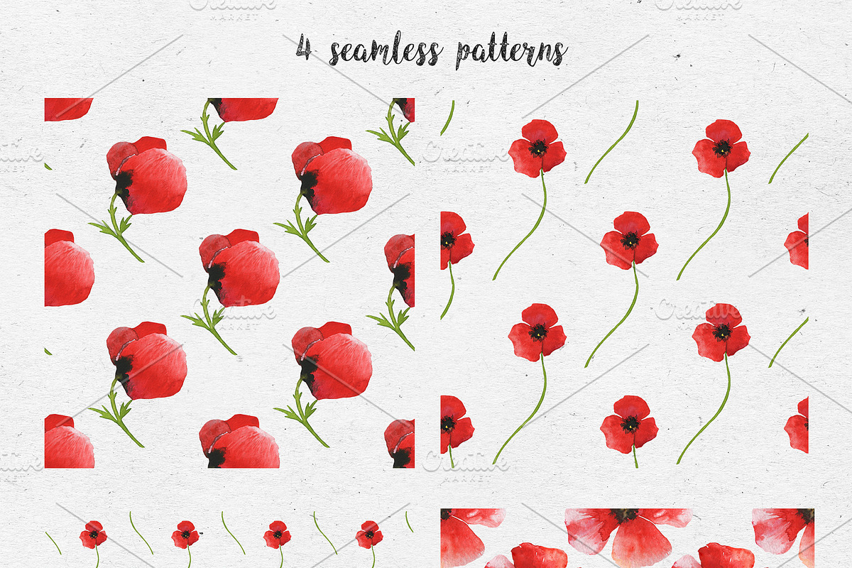 Poppy flowers. Watercolor collection, a Decorative Illustration by Maria's little shop (Photo 5 of 8)