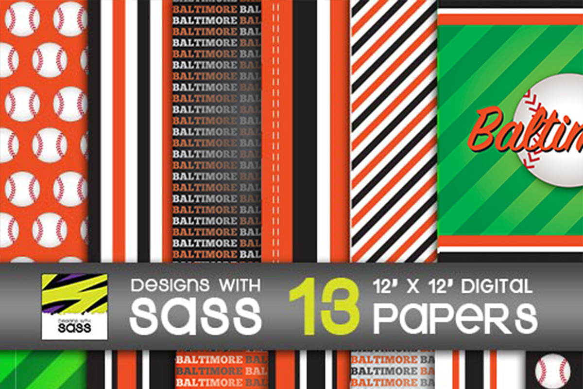 Baltimore Baseball, Digital Paper, a Pattern Graphic by Designs With Sass