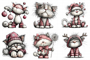 Whimsical Christmas Cat Clipart, an Illustration by Daily.Designs (Thumbnail 3 of 5)