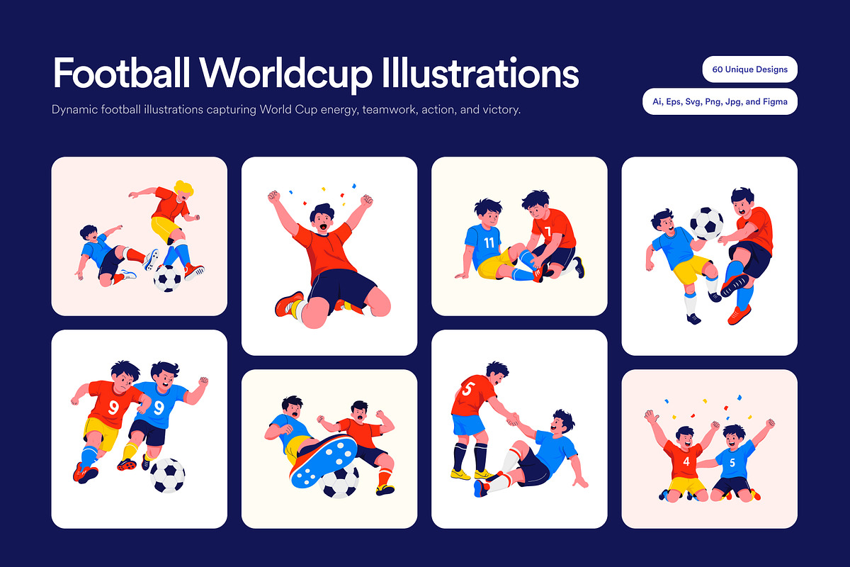 60 Football WorldCup Illustrations, a Sport Illustration by Brickclay (Photo 1 of 11)