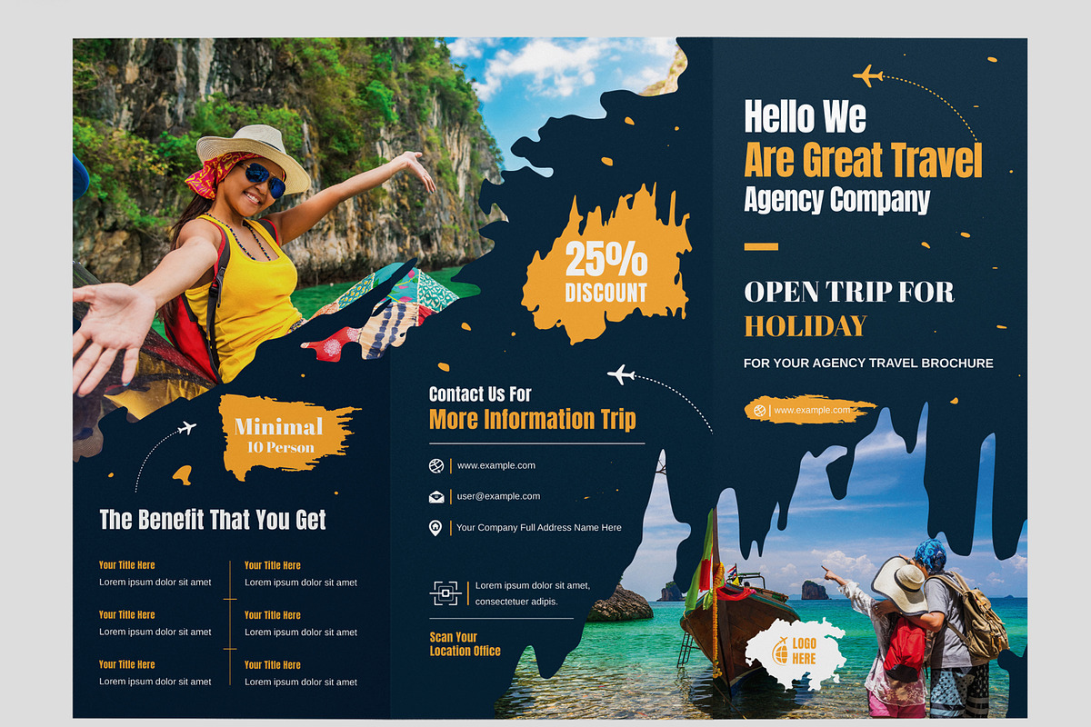 Travel Trifold Brochure Template, a Brochure Template by MightyDesign (Photo 4 of 7)