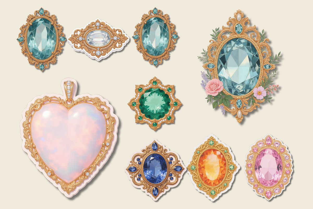 Gem Muse Sticker Set, an Illustration by Jakayla Digital Co (Photo 6 of 6)