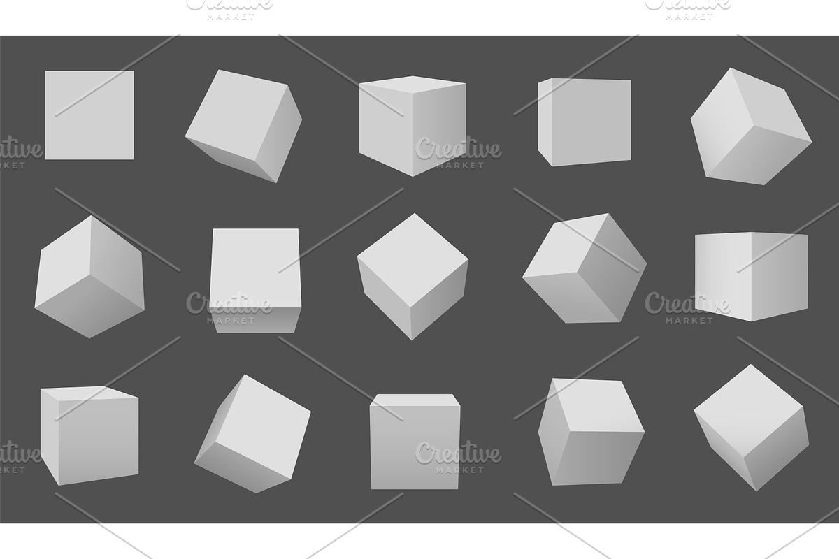 3d white cube. Realistic box in, an Object Illustration by Frogella