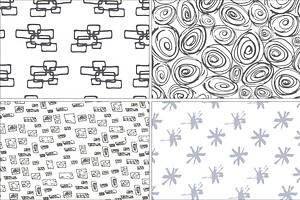 Hand Drawn Seamless Pattern Set