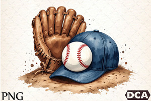 Watercolor Baseball Glove, an Illustration by DreamCafeArt
