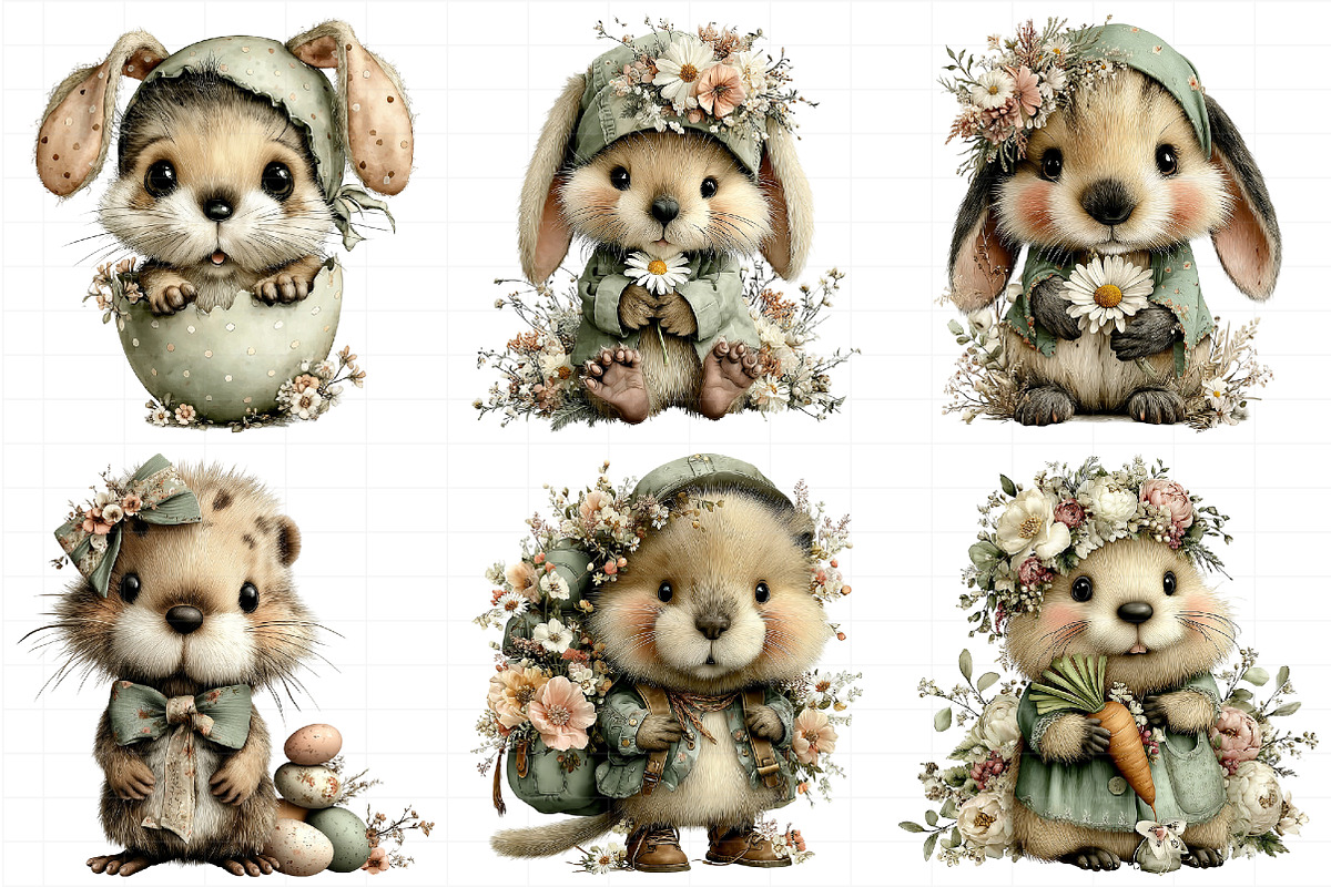 Whimsical Easter Beaver Clipart, an Illustration by Daily.Designs (Photo 8 of 8)
