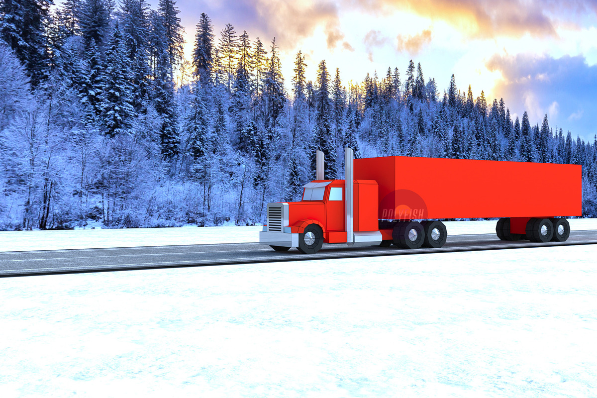 Christmas Truck 3D model template, a Templates & Theme by PolyFish (Photo 6 of 7)