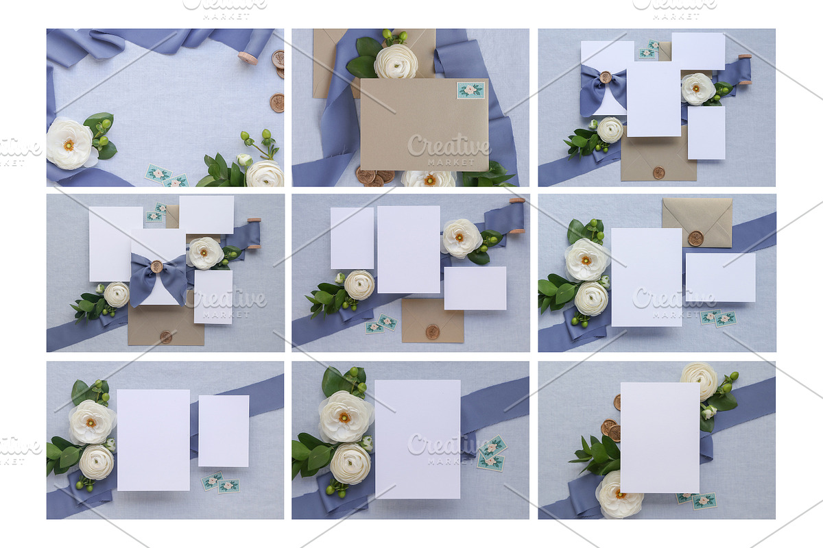 French Blue - Invite Mock Up Bundle, an Arts & Entertainment Photo by Mockette (Photo 2 of 4)