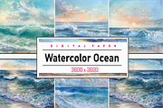 Watercolor Ocean, a Background Graphic by Printable Treasure (Thumbnail 1 of 13)