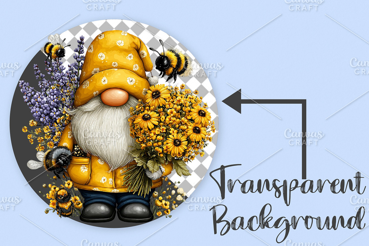 Cute Bee Gnome Sublimation Clipart, an Illustration by Canvas Craft (Photo 2 of 7)