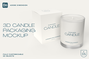 3D Candle & Box Packaging Mockup