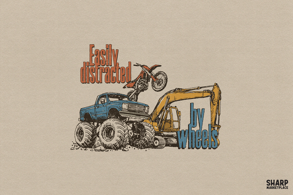 Easily Distracted By Wheels Retro, an Object Graphic by SharpMarketplace (Photo 1 of 4)