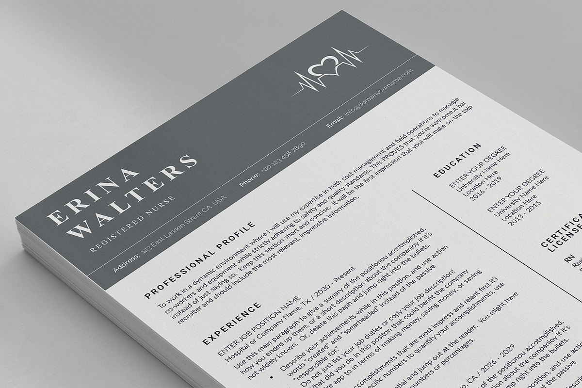Nurse Resume, a Resume Template by DesignDevisers (Photo 6 of 10)