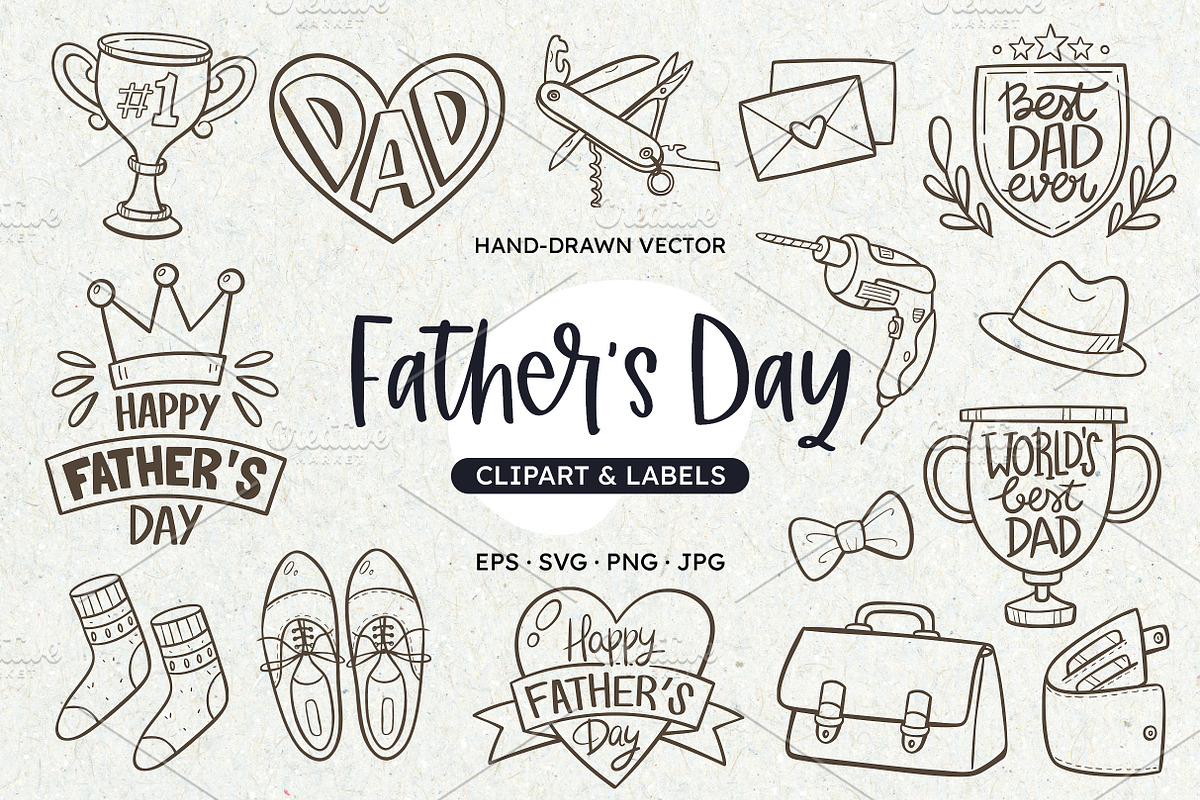 Father's Day Clipart & Labels, an Illustration by insemar (Photo 1 of 4)