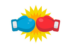 red and blue boxing gloves ready to