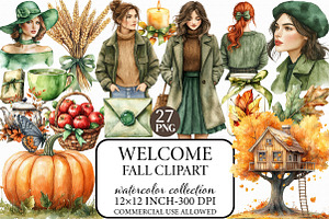 Watercolor Welcome Fall Clipart, an Illustration by Libby Wishes