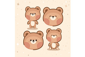 four bears group, an Animal Illustration by studiogstock