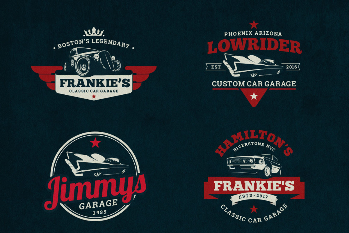 Classic Car Garage Logos, an Object Graphic by g design