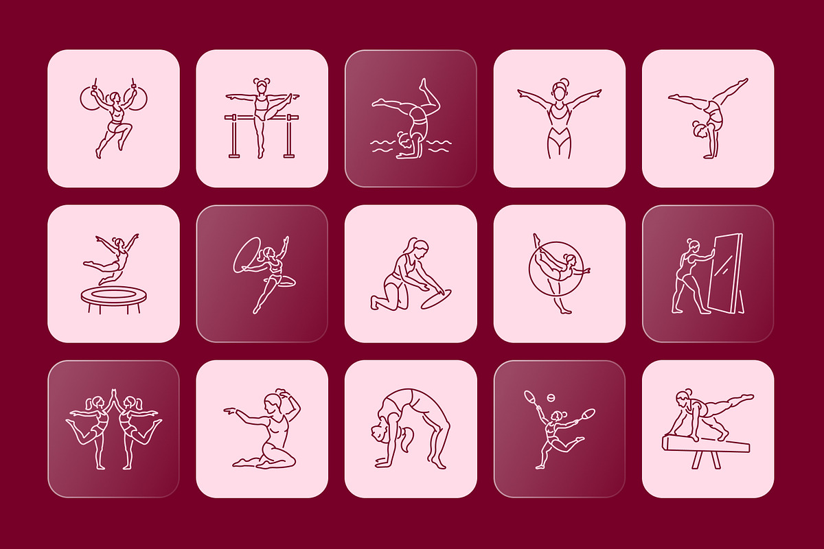 Women's Gymnastics Icons, an Outline Icon by Prosymbols (Photo 5 of 6)