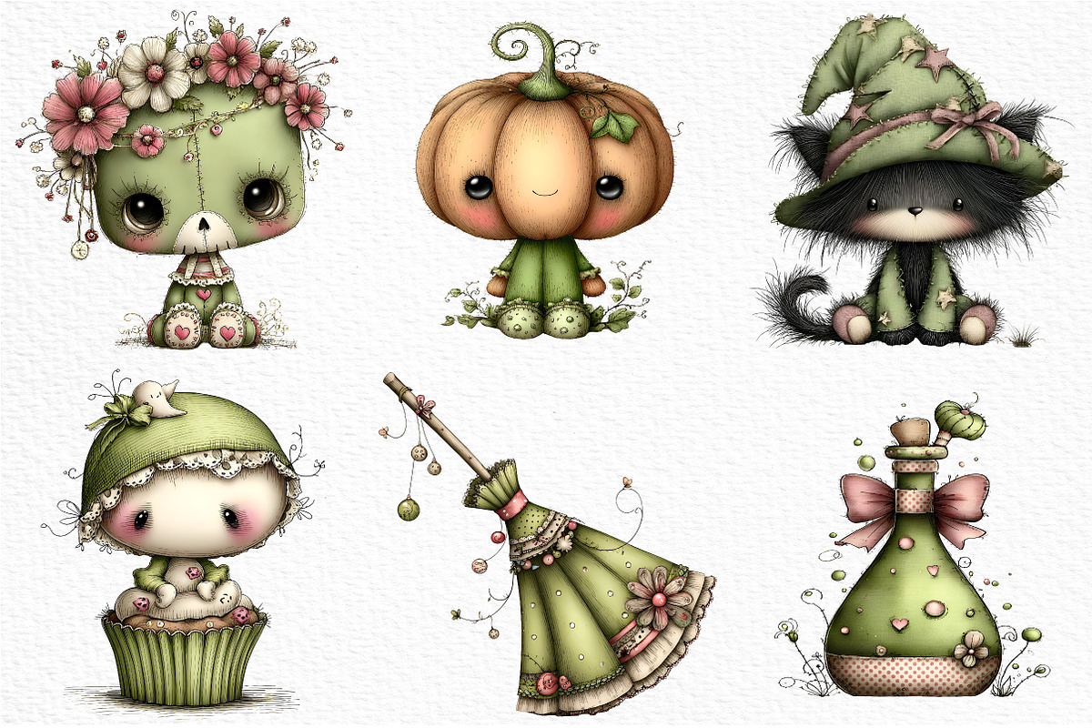 Whimsical Halloween Clipart Bundle, an Illustration by Craft Nest (Photo 5 of 6)