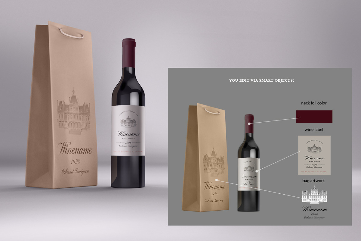 Wine Branding Bundle, an Advertising Mockup by vatesdesign (Photo 2 of 4)