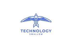swallow bird technology rocket logo, a Branding & Logo Template by devastd