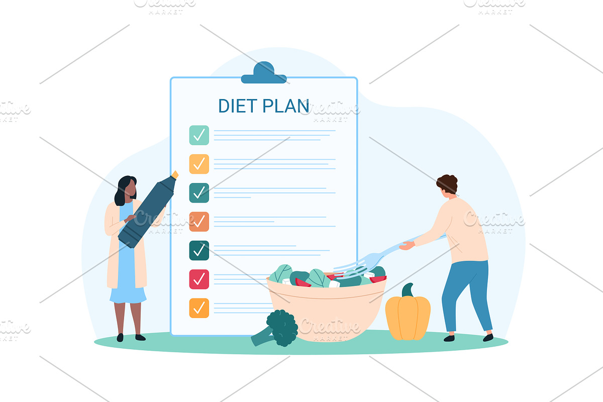Weight loss program diet planning, a Food Illustration by Flashvector