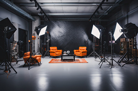 Interior of modern photo studio with, a Photo by Iftikhar Alam