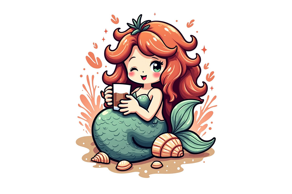 Cute Mermaid Lover Illustration, an Illustration by Sofia's Fashion