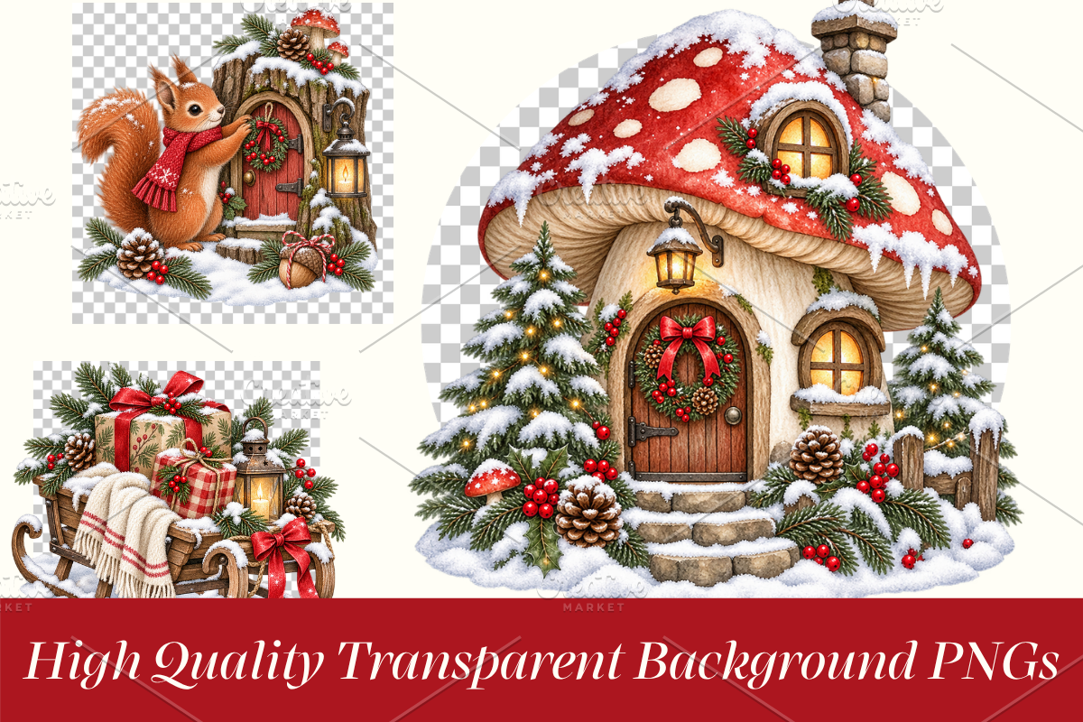 Cozy Christmas Clipart Bundle PNG, a Seasonal Illustration by Ink Gallery (Photo 4 of 8)