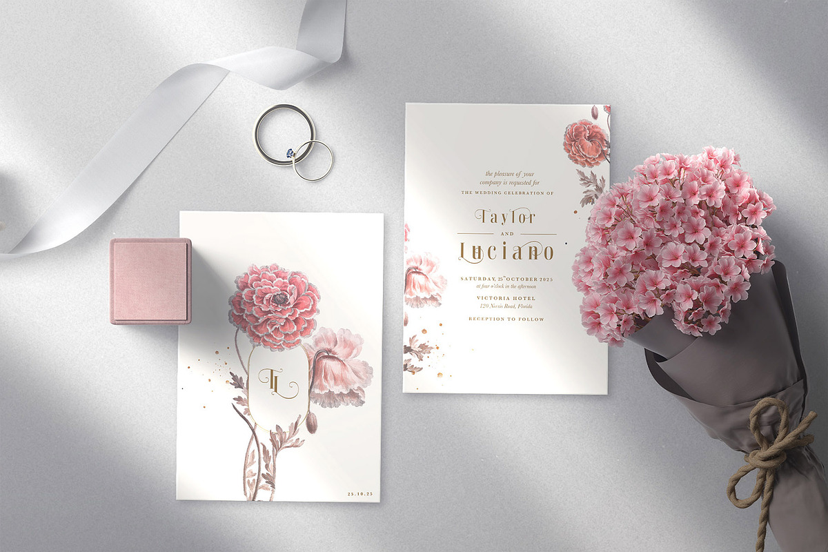 40 Minimalist Floral Wedding Cards, an Invitation Template by EvitePapery (Photo 3 of 9)