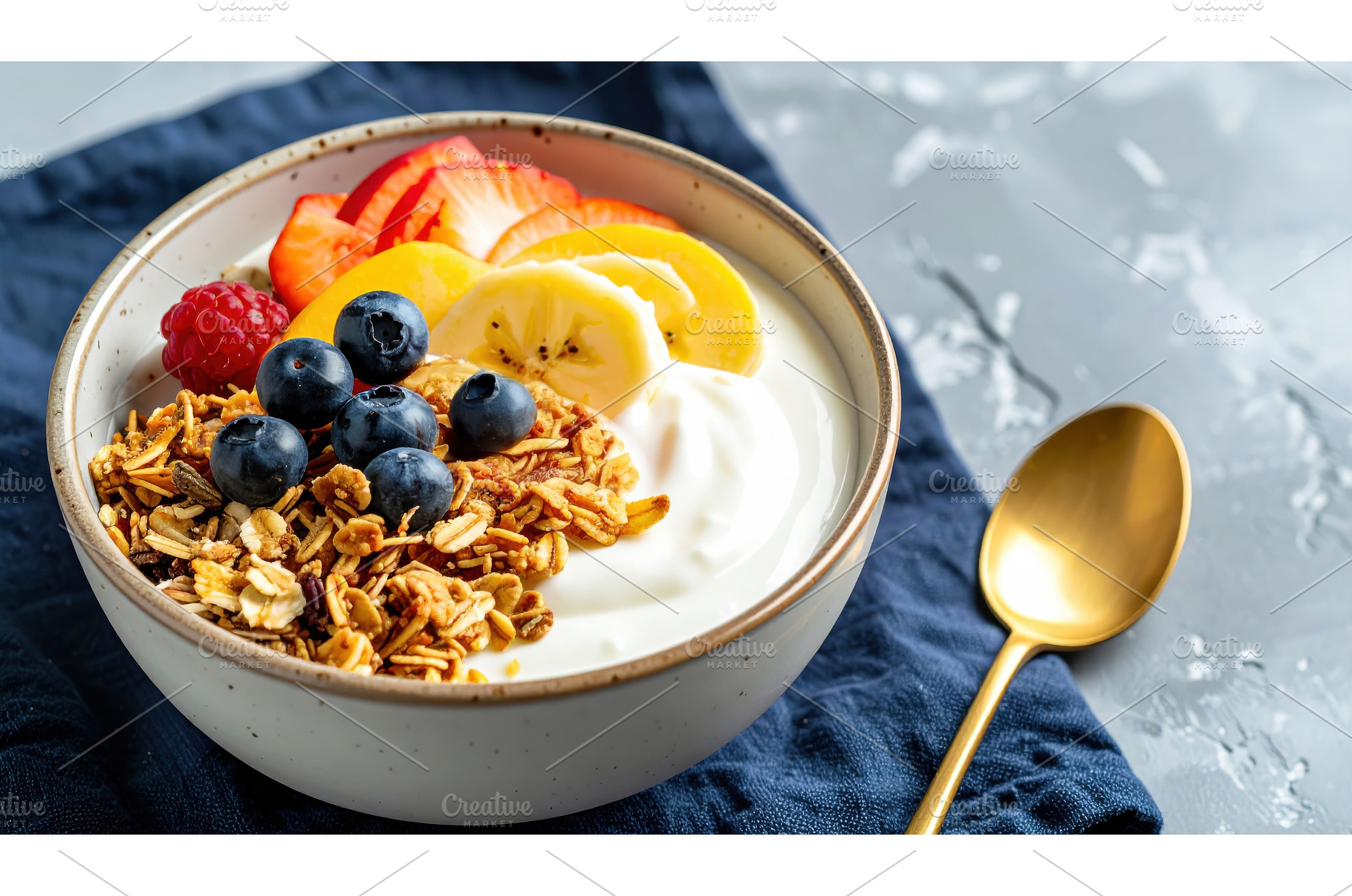 Healthy breakfast bowl with Greek, a Food & Drink Photo by Igor Tichonow