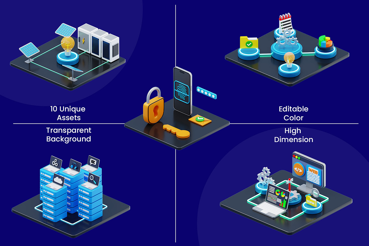 3D Isometric Technology Pack, an Illustration by novia99design (Photo 2 of 6)