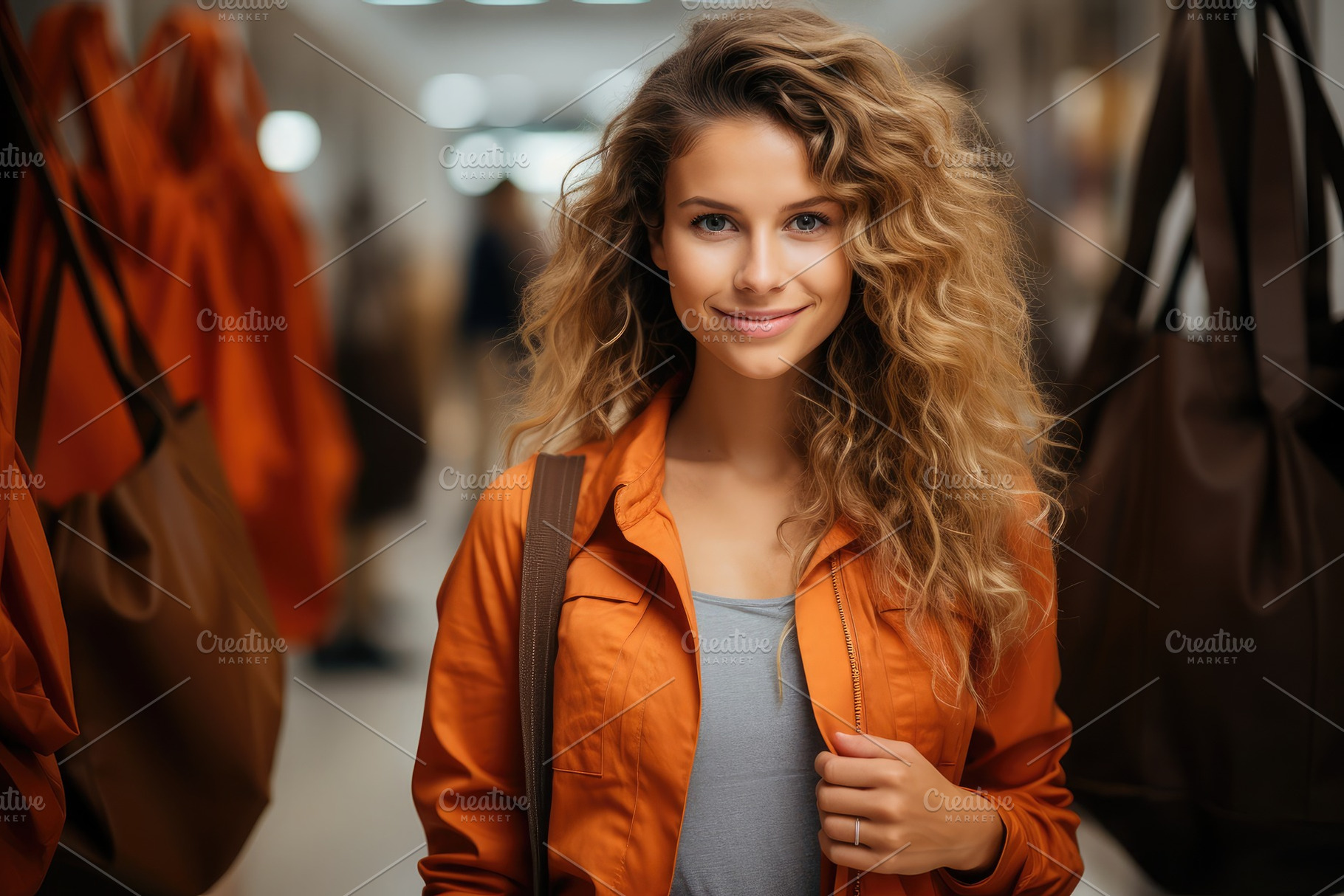 A happy girl holding shopping bags i, a Photo by SaroStock