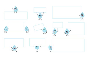 Water drops holding banners, an Illustration by LadadikArt