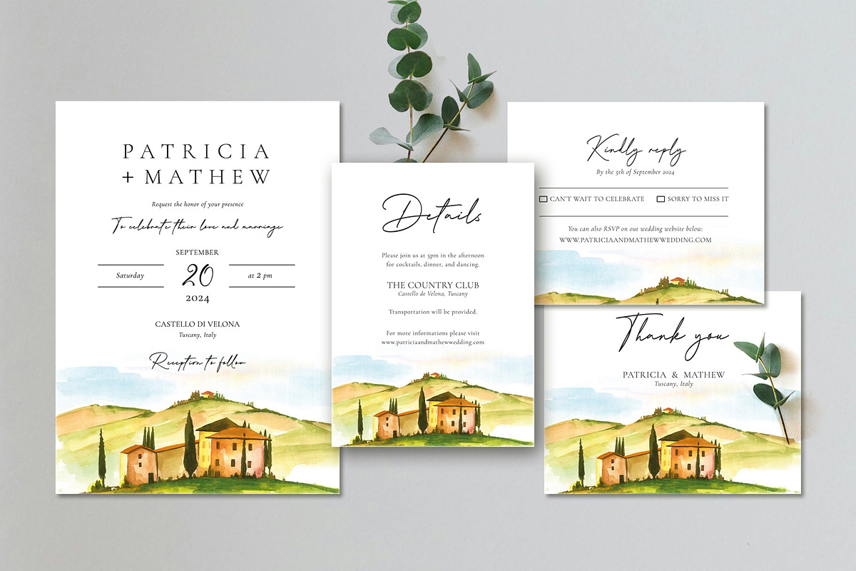 Tuscany Wedding Invite Set, an Invitation Template by Artberriez (Photo 1 of 4)
