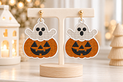 Ghost Pumpkin Earrings Embroidery, an Object Graphic by Craft Nest (Thumbnail 4 of 4)