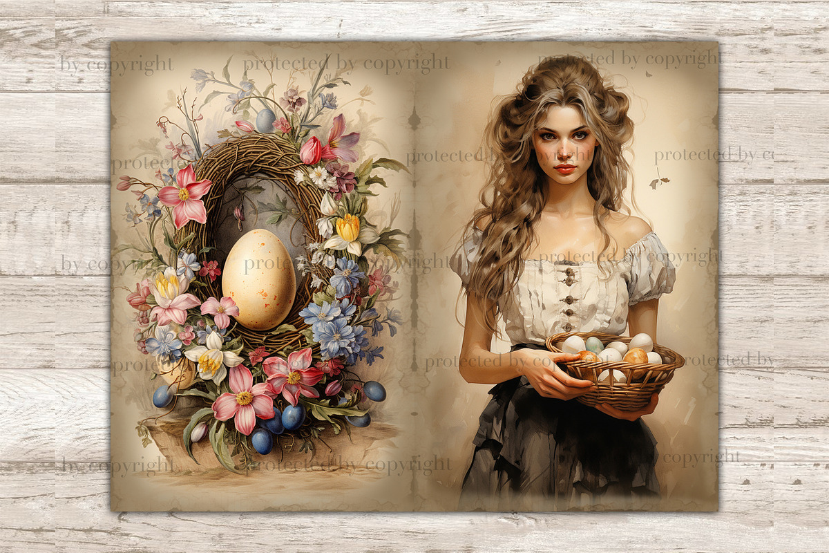 Victorian Easter Junk Journal, a Person Illustration by GlamArtZhanna (Photo 4 of 10)