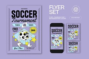 Purple Soccer Tournament Flyer Set, a Flyer Template by graphicook
