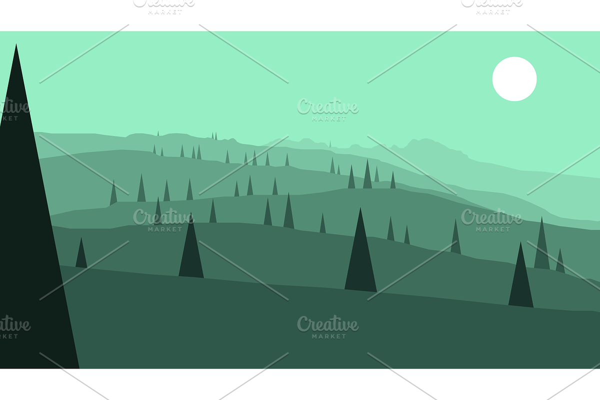 Vector Hazy Landscapes Bundle, an Illustration by BenDesigner (Photo 3 of 9)
